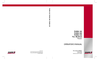Case IH Tractor PUMA 185 200 220 Tier 4B Operator’s Manual 47960351