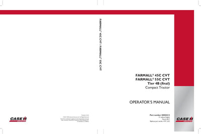 Case IH Tractor Farmall® 45C CVT Farmall® 55C CVT Operator’s Manual 48028215