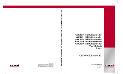 Case IH Tractor MAXXUM 115 125 135 145 150 Multicontroller Tier 4B Operator’s Manual 48057347