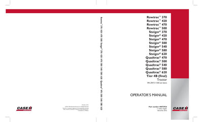 Case IH Tractor Rowtrac Steiger Quadtrac 370, 420, 470, 500,580, 620 Tier 4B (final) Operator’s Manual 48073926