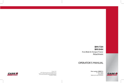 Case IH Tractor BM172H BM184H Front blade for compact Operator’s Manual 48082151
