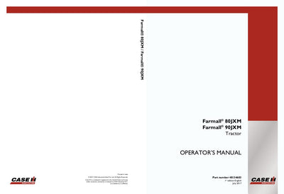 Case IH Tractor Farmall 80JXM 90JXM Operator’s Manual 48134683