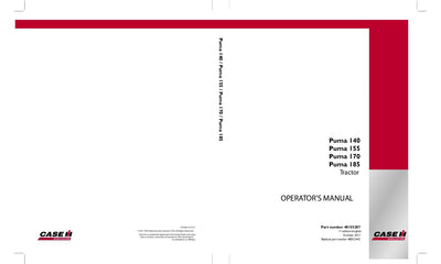 Case IH Tractor Puma 140,155,170,185 Operator’s Manual 48155287