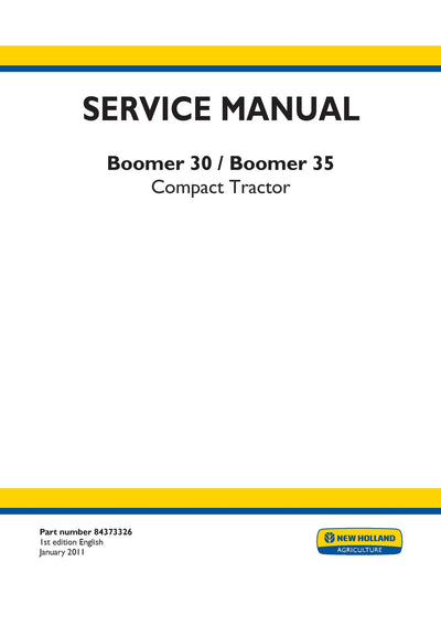 New Holland 30 35Boomer Compact Tractor Service Repair Manual 84373326