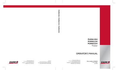 Case IH Tractor PUMA 1854 2104 2254 Operator’s Manual 51426105