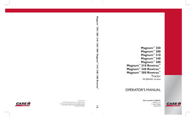 Case IH Tractor Magnum™ 250, 280, 310, 340, 380, Magnum™ 310, 340, 380 Rowtrac™ Tier 4B (final) Operator’s Manual 51482471
