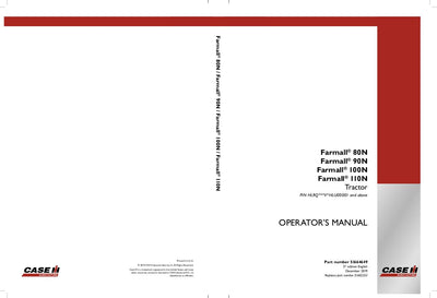 Case IH Tractor Farmall 80N 90N 100N 110N Operator’s Manual 51602352