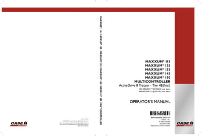 Case IH Tractor MAXXUM 115 125 135 145 150 MULTICONTROLLER Tier 4B Operator’s Manual 51550659