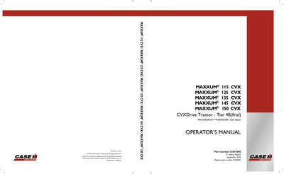 Case IH Tractor MAXXUM 115 125 135 145 150 CVX Tier 4B Operator’s Manual 51550765