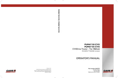 Case IH Tractor PUMA 150,165 CVX Operator’s Manual 51544001