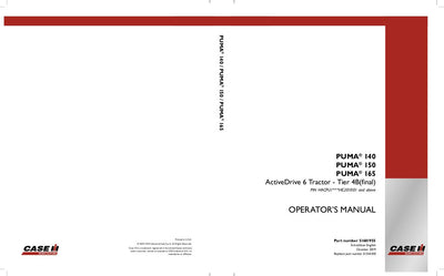 Case IH Tractor Puma 140, Puma 150, Puma 165 Tractor – Tier 4b (final) Operator’s Manual 48133642