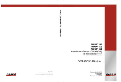 Case IH Tractor PUMA 140 150 165 Operator’s Manual 48133645