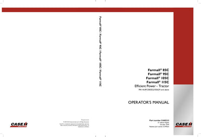Case IH Tractor Farmall 85C 95C 105C 115C Efficient Power Operator’s Manual 51594655