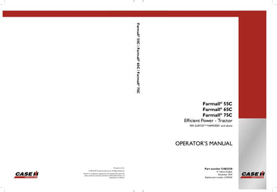 Case IH Tractor Farmall 55C 65C 75C Operator’s Manual 51519287