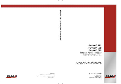 Case IH Tractor Farmall 55C 65C 75C Operator’s Manual 51519330