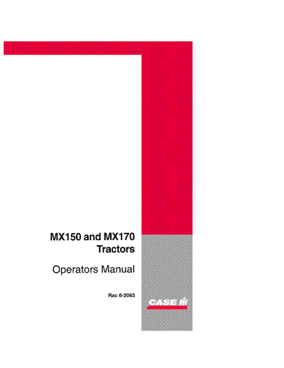 Case IH Tractor MX150, MX170 Operator’s Manual 6-2063