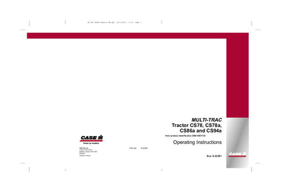 Case IH Tractor CS78 CS78a CS86a CS94a Operator’s Manual 6-22381