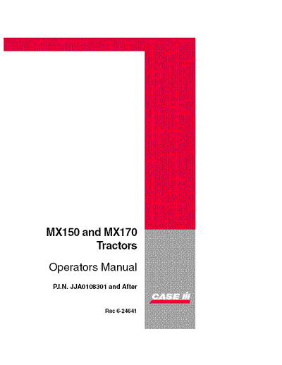 Case IH Tractor MX150 MX170 JJa0108301 And Aft Operator’s Manual 6-24641