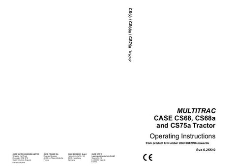 Case IH Tractor Multitrac CS68 CS68a and CS75a Operator’s Manual 6-25510