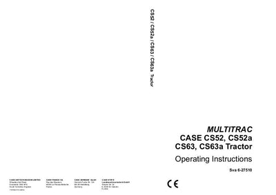 Case IH Tractor Multitrac CS52 CS52a CS63 CS63a Operator’s Manual 6-27510