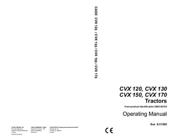 Case IH Tractor CVX 120 CVX 130 CVX 150 CVX 170 Operator’s Manual 6-31500