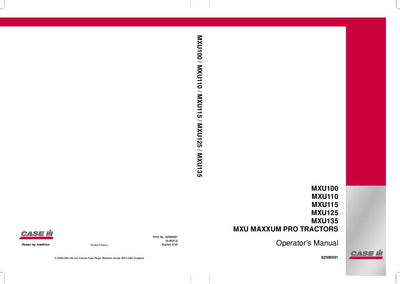 Case IH Tractor MXU 100 110 115 125 135 MXU MAXXUM PRO Operator’s Manual 82999091