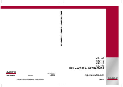 Case IH Tractor MXU100 110 115 130 Maxxum X-Line Operator’s Manual 82999217