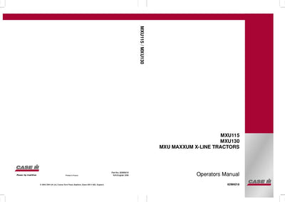 Case IH Tractor MXU 115 MXU 130 Operator’s Manual 82999218