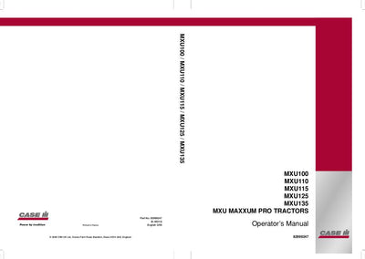 Case IH Tractor MXU 100 110 115 125 135 MXU MAXXUM PRO Operator’s Manual 82999247