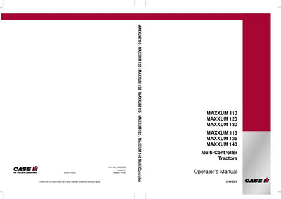 Case IH Tractor MAXXUM 110 120 130 115 125 140 Multi-Controller Operator’s Manual 82999328