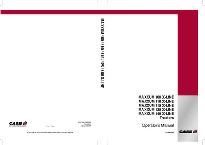 Case IH Tractor MAXXUM 100 110 115 125 140 X-LINE Operator’s Manual 82999345