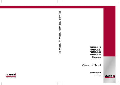 Case IH Tractor PUMA 115 125 140 155 Operator’s Manual 84147138