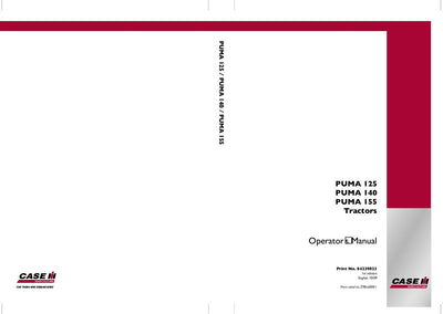 Case IH Tractor PUMA 125,140,155 Operator’s Manual 84239823