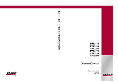 Case IH Tractor CVX 140 150 160 175 195 Operator’s Manual 84265480