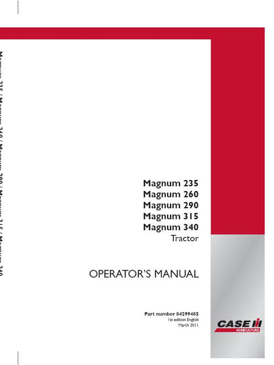 Case IH Tractor Magnum 235,260,290,315,340 Operator’s Manual 84299485