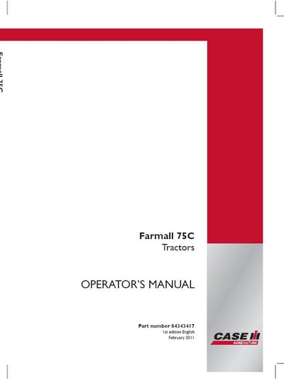 Case IH Tractor FARMALL 75C Operator’s Manual 84343417