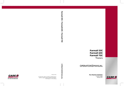 Case IH Tractor Farmall 55C 65C 75C Operator’s Manual 84343421