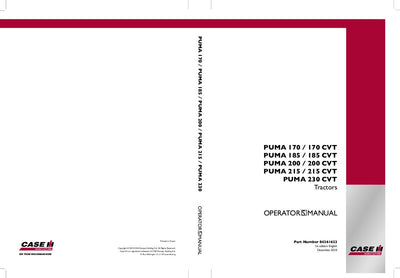 Case IH Tractor PUMA 170,185,200,215 & PUMA 170,185,200,215,230 CVT Operator’s Manual 84361623