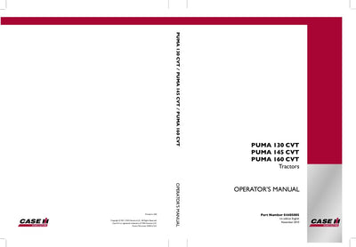 Case IH Tractor PUMA 130 145 160 CVT Operator’s Manual 84405005