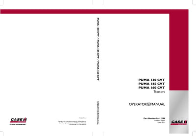 Case IH Tractor PUMA 130,145,160 CVT Operator’s Manual 84411146