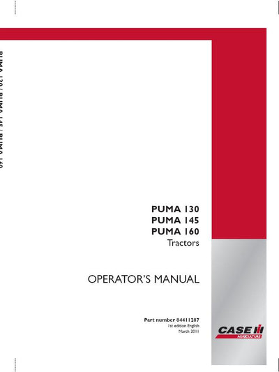 Case IH Tractor PUMA 130,145,160 Operator’s Manual 84411287
