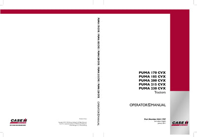 Case IH Tractor Puma 170,185,200,215,230 CVX Operator’s Manual 84411707