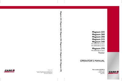 Case IH Tractor Magnum 235, 260, 290, 315, 340, 370 Tractor – Powershift Transmis Operator’s Manual 84479914