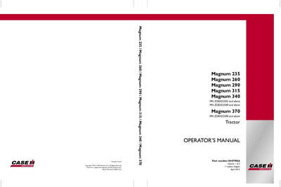 Case IH Tractor Magnum 235,260,290,315,340,370 Operator’s Manual 84479966