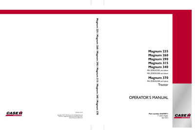 Case IH Tractor Magnum 235 260 290 315 340 370 Operator’s Manual 84479971