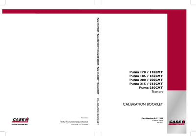 Case IH Tractor Puma 170, 170 CVT, 185, 185 CVT, 200, 200 CVT, 215, 215 CVT, 230 CVT Operator’s Manual 84511225