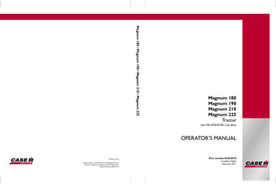 Case IH Tractor Magnum 180 190 210 225 Operator’s Manual 84524470.