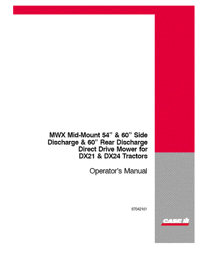 Case IH Tractor DX21 DX24 Operator’s Manual 87042161