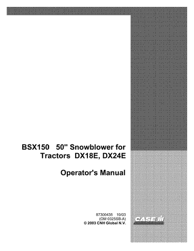 Case IH Tractor BSX150 Operator’s Manual 87300435