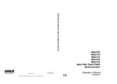 Case IH Tractor MXU 100 110 115 125 135 MXU PRO Multicontroller Operator’s Manual87388559